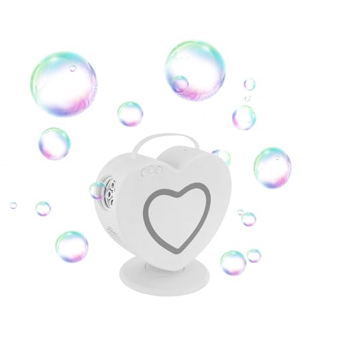 WindWilder Seifenblasenmaschine mit Fernbedienung und 500ml Wassertank, 90° & 360° Drehung Seifenblasen Maschine für Kinder Hochzeit Party (Weiß) von WindWilder