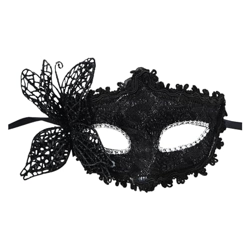 Windsfinr Venezianische Maskerade Maske Damen Karneval Valentinstag Maske Kostüm Party Halloween Cosplay (Black, One Size) von Windsfinr