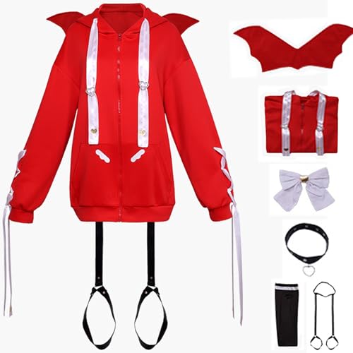 Windskids AME Chan Kostüm Damen Cosplay Spiel Needy Girl Overdose Charakter Kangel AME Chan Rot Kapuzenjacke mit Flügel Zubehör Set für Fancy Dress Up Halloween Karneval Party Maskerade Verkleidung Windskids AME Chan Kostüm Damen Cosplay Spiel Needy Girl Overdose Charakter Kangel AME Chan Rot Kapuzenjacke mit Flügel Zubehör Set für Fancy Dress Up Halloween Karneval Party Maskerade Verkleidung von Windskids
