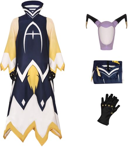 Windskids Adam Kostüm Herren Cosplay Hazbin Hotel Demon Adam Uniform mit Handschuhe Maske für Halloween Karneval Party Geburtstag Maskerade Performance Verkleidung von Windskids