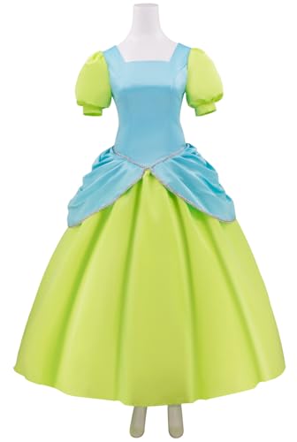 Windskids Anastacia Kostüm Damen Cosplay Cinderella Schwester Anastacia Vintage Lange Langarm Abendkleid für Fancy Dress Up Halloween Karneval Party Maskerade Theater Performance Verkleidung, Grün von Windskids