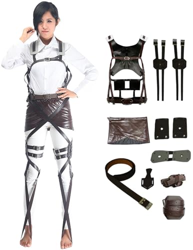 Windskids Anime AOT Kostüm Erwachsene Cosplay Anime AOT Scout Regiment Wings of Liberty Kampf Uniform und Rock Set für Fancy Dress Up Halloween Karneval Party Maskerade Performance Verkleidung von Windskids