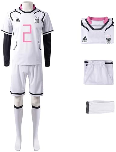 Windskids Anime Blue Lock Kostüm Rosa Weiß Top Shorts und Socken Oliver Aiku Itoshi Sae Shidou Ryuusei Shirayuki High School Fußballtraining Sportbekleidung für Halloween Karneval Party Verkleidung von Windskids