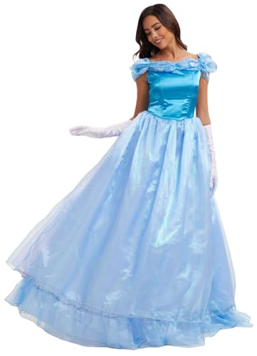 Windskids Aschenputtel Kostüm Damen Cosplay Cinderella Lange Schleife Tüll Abendkleid und Handschuhe Reifrock für Fancy Dress Up Halloween Weihnachten Karneval Party Geburtstag Maskerade Verkleidung Windskids Aschenputtel Kostüm Damen Cosplay Cinderella Lange Schleife Tüll Abendkleid und Handschuhe Reifrock für Fancy Dress Up Halloween Weihnachten Karneval Party Geburtstag Maskerade Verkleidung von Windskids