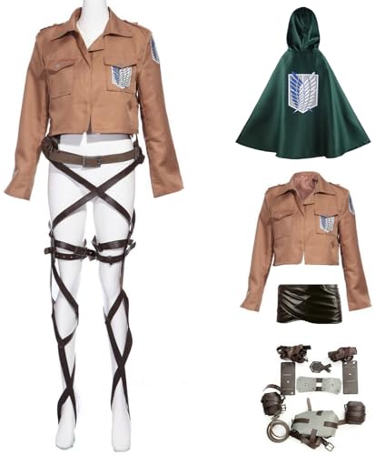 Windskids Anime AOT Kostüm Erwachsene Cosplay Anime AOT Scout Regiment Wings of Liberty Komplett Kampf Uniform und Umhang Jacke Rock Set für Halloween Karneval Party Maskerade Verkleidung von Windskids