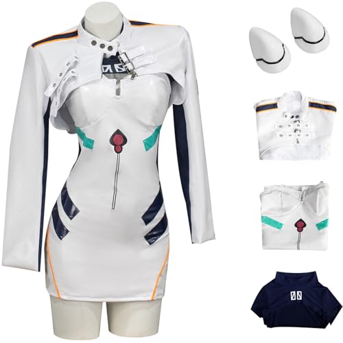 Windskids Ayanami Rei Kostüm Damen Cosplay EVA Ayanami Rei Komplett Biker Uniform Set Jacke Top Rock Haarnadel für Fancy Dress Up Halloween Karneval Party Maskerade Anime Performance Verkleidung von Windskids