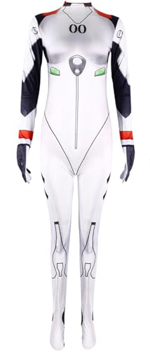 Windskids Ayanami Rei Kostüm Damen Cosplay EVA Ayanami Rei Langarm Drucke Jumpsuit für Fancy Dress Up Halloween Karneval Party Maskerade Anime Theater Performance Verkleidung von Windskids