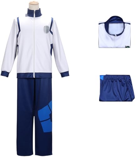 Windskids Blue Lock Kostüm Blau Weiß Zip Jacke und Hose Nagi Seishiro Isagi Yoichi Rin Itoshi Shirayuki High School Schuluniformen Fußball Sportbekleidung für Halloween Karneval Party Verkleidung von Windskids