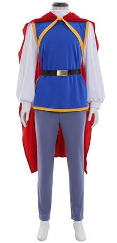 Windskids Charming Kostüm Herren Cosplay Schneewittchen Prinz Charming Komplett Uniform Top Hose Weste Gürtel Umhang für Fancy Dress Up Halloween Karneval Party Maskerade Bühne Performance Verkleidung Windskids Charming Kostüm Herren Cosplay Schneewittchen Prinz Charming Komplett Uniform Top Hose Weste Gürtel Umhang für Fancy Dress Up Halloween Karneval Party Maskerade Bühne Performance Verkleidung von Windskids
