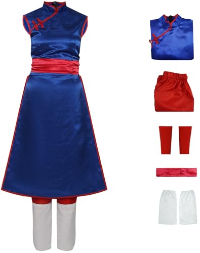Windskids Chichi Kostüm Damen Fasching Cosplay Chichi Kung Fu Outfit Cheongsam und Hose Ärmel Gürtel Leggings Set 5 Stück für Halloween Karneval Party Maskerade Anime Performance Verkleidung, Blau Windskids Chichi Kostüm Damen Fasching Cosplay Chichi Kung Fu Outfit Cheongsam und Hose Ärmel Gürtel Leggings Set 5 Stück für Halloween Karneval Party Maskerade Anime Performance Verkleidung, Blau von Windskids