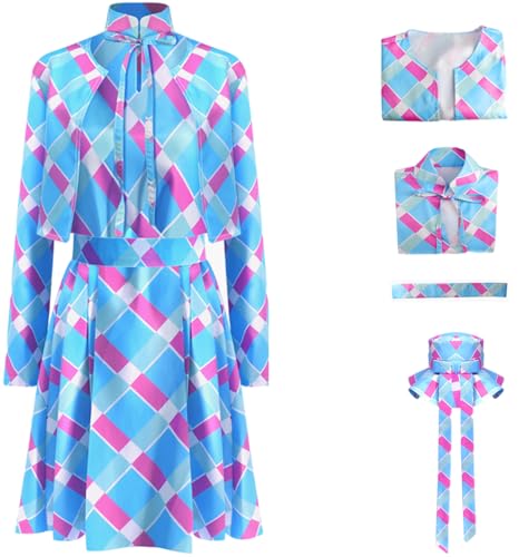 Windskids Damen Margot Barbi Kostüm Vintage Elegant Lady Kariert Kleid Jacke Gürtel Hut Set für Halloween Karneval Party Geburtstag Maskerade Performance Verkleidung, Blau Windskids Damen Margot Barbi Kostüm Vintage Elegant Lady Kariert Kleid Jacke Gürtel Hut Set für Halloween Karneval Party Geburtstag Maskerade Performance Verkleidung, Blau von Windskids