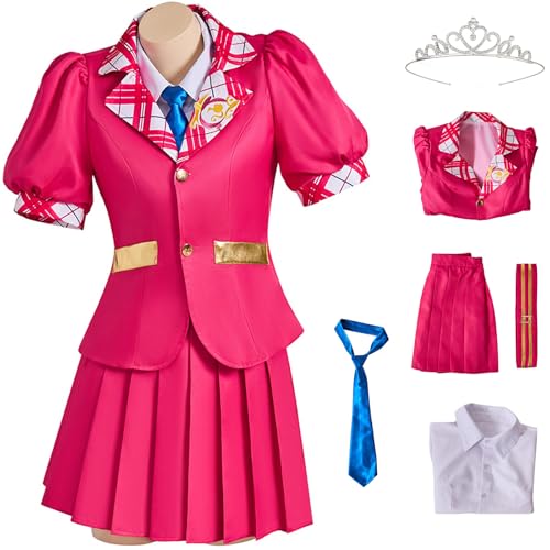 Windskids Damen Prinzessin Sofia Kostüm Barbi Academy Schuluniform Jacke Hemd Rock Krawatte Krone Set für Halloween Karneval Party Geburtstag Maskerade Anime Performance Verkleidung, Rosa Windskids Damen Prinzessin Sofia Kostüm Barbi Academy Schuluniform Jacke Hemd Rock Krawatte Krone Set für Halloween Karneval Party Geburtstag Maskerade Anime Performance Verkleidung, Rosa von Windskids
