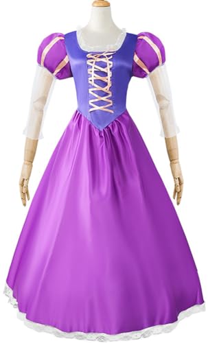 Windskids Damen Rapunzel Kostüm Vintage Lang Blasenärmel Ball Abendkleid für Fancy Dress Up Halloween Karneval Party Geburtstag Maskerade Performance Rapunzel Verkleidung, Lila von Windskids