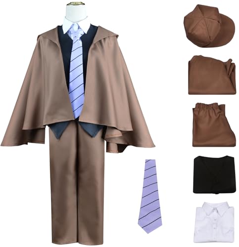 Windskids Edogawa Rampo Kostüm mit Hut Herren Cosplay Anime Bungo Stray Dogs Uniform Set Kapuzenumhang und Weste Top Hose Krawatte für Fancy Dress Up Halloween Karneval Party Maskerade Verkleidung Windskids Edogawa Rampo Kostüm mit Hut Herren Cosplay Anime Bungo Stray Dogs Uniform Set Kapuzenumhang und Weste Top Hose Krawatte für Fancy Dress Up Halloween Karneval Party Maskerade Verkleidung von Windskids