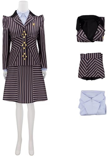 Windskids Elphaba Kostüm Damen Cosplay Wicked Hexe Elphaba Gestreift Schuluniformen Jacke und Top Kleid Set für Fancy Dress Up Halloween Karneval Party Maskerade Performance Verkleidung Windskids Elphaba Kostüm Damen Cosplay Wicked Hexe Elphaba Gestreift Schuluniformen Jacke und Top Kleid Set für Fancy Dress Up Halloween Karneval Party Maskerade Performance Verkleidung von Windskids