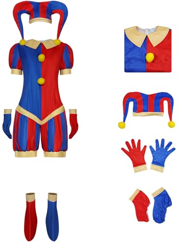 Windskids Erwachsene Pomni Kostüm Cosplay Game Zirku Clown Pomni Jumpsuit mit Hut Handschuhe Schuhe Set für Unisex Fancy Dress Up Halloween Karneval Party Geburtstag Maskerade Performance Verkleidung Windskids Erwachsene Pomni Kostüm Cosplay Game Zirku Clown Pomni Jumpsuit mit Hut Handschuhe Schuhe Set für Unisex Fancy Dress Up Halloween Karneval Party Geburtstag Maskerade Performance Verkleidung von Windskids