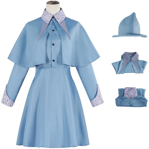 Windskids Fleur Kostüm mit Hut Damen Cosplay Zauberer Fleur Isabelle Delacour Komplett Uniform Umhang und Kleid Anzug 3 Stück für Halloween Karneval Party Maskerade Performance Verkleidung von Windskids