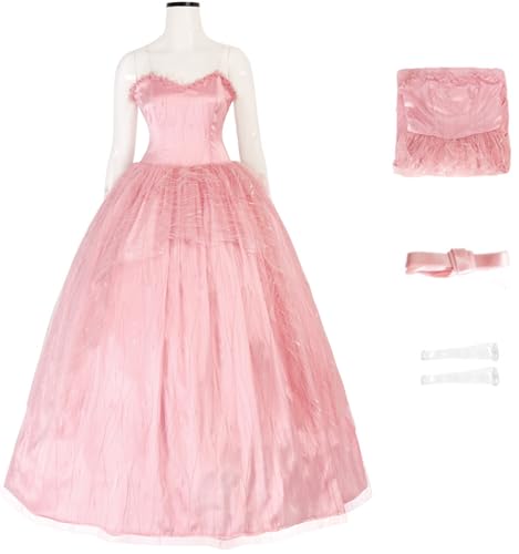 Windskids Glinda Kostüm Damen Cosplay Movie Wicked Glinda Fee Lange Schnürung Abendkleid für Fancy Dress Up Halloween Karneval Party Geburtstag Hochzeit Maskerade Performance Verkleidung, Rosa von Windskids