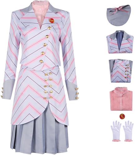Windskids Glinda Kostüm Damen Cosplay Wicked Glinda Elegant Dame Kariert Uniform Jacke Bluse Rock mit Hut Handschuhe Abzeichen Set für Halloween Karneval Party Maskerade Performance Verkleidung Windskids Glinda Kostüm Damen Cosplay Wicked Glinda Elegant Dame Kariert Uniform Jacke Bluse Rock mit Hut Handschuhe Abzeichen Set für Halloween Karneval Party Maskerade Performance Verkleidung von Windskids