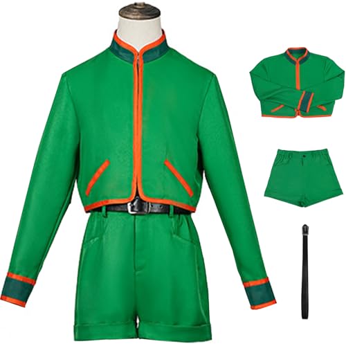 Windskids Gon Freecss Kostüm Herren Fasching Cosplay Anime Hunter × Hunter Hunter Association Gon Freecss Uniform Top Hose Gürtel Set für Halloween Karneval Party Maskerade Verkleidung, Grün Windskids Gon Freecss Kostüm Herren Fasching Cosplay Anime Hunter × Hunter Hunter Association Gon Freecss Uniform Top Hose Gürtel Set für Halloween Karneval Party Maskerade Verkleidung, Grün von Windskids