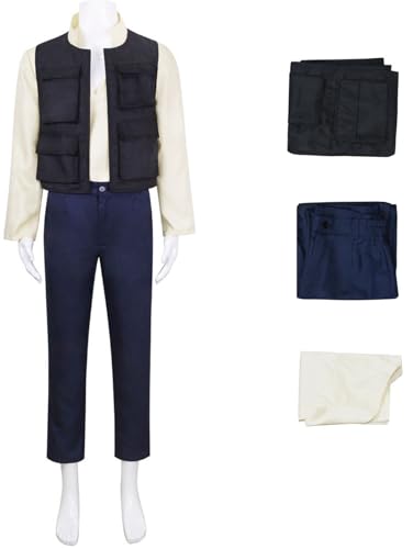 Windskids Han Solo Kostüm Herren Cosplay Planet Krieg 7 Han Solo Uniform Weste Top Hose Set für Fancy Dress Up Halloween Karneval Party Maskerade Bühne Performance Verkleidung von Windskids