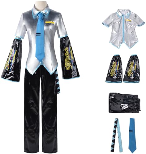 Windskids Herren Anime Miku Kostüm Fasching Cosplay Virtual Idol H'atsune M'iku Komplett PU Uniform Set mit Kopfhörer für Fancy Dress Up Halloween Karneval Party Maskerade Performance Verkleidung Windskids Herren Anime Miku Kostüm Fasching Cosplay Virtual Idol H'atsune M'iku Komplett PU Uniform Set mit Kopfhörer für Fancy Dress Up Halloween Karneval Party Maskerade Performance Verkleidung von Windskids