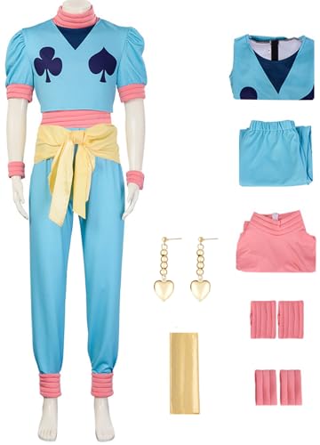 Windskids Hisoka Kostüm Herren Fasching Cosplay Anime Hunter × Hunter HISOKA Uniform Tunika Oberteil Hose Gürtel Armband Beinband mit Ohrringe für Halloween Karneval Party Maskerade Verkleidung, Blau Windskids Hisoka Kostüm Herren Fasching Cosplay Anime Hunter × Hunter HISOKA Uniform Tunika Oberteil Hose Gürtel Armband Beinband mit Ohrringe für Halloween Karneval Party Maskerade Verkleidung, Blau von Windskids