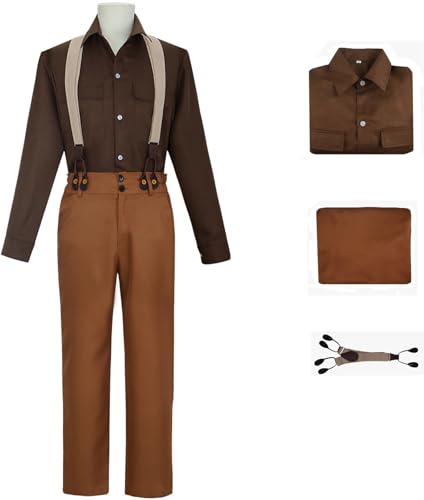 Windskids Jack Kostüm Herren Fasching Cosplay Titanic Jack Dawson Vintage Uniform Top Hose Träger Set für Fancy Dress Up Halloween Karneval Party Maskerade Performance Verkleidung Windskids Jack Kostüm Herren Fasching Cosplay Titanic Jack Dawson Vintage Uniform Top Hose Träger Set für Fancy Dress Up Halloween Karneval Party Maskerade Performance Verkleidung von Windskids