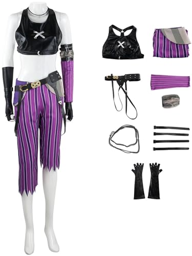 Windskids Jinx Kostüm Damen Cosplay Game Schütze Jinx Komplett Kampf Uniform Top Hose mit Zubehör Set für Fancy Dress Up Halloween Karneval Party Geburtstag Maskerade Anime Performance Verkleidung Windskids Jinx Kostüm Damen Cosplay Game Schütze Jinx Komplett Kampf Uniform Top Hose mit Zubehör Set für Fancy Dress Up Halloween Karneval Party Geburtstag Maskerade Anime Performance Verkleidung von Windskids