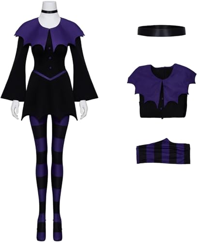 Windskids Jinx Kostüm Damen Fasching Cosplay Hexe Jinx Uniform Kleid Halskette Socken Set für Fancy Dress Up Halloween Karneval Party Maskerade Anime Performance Verkleidung von Windskids