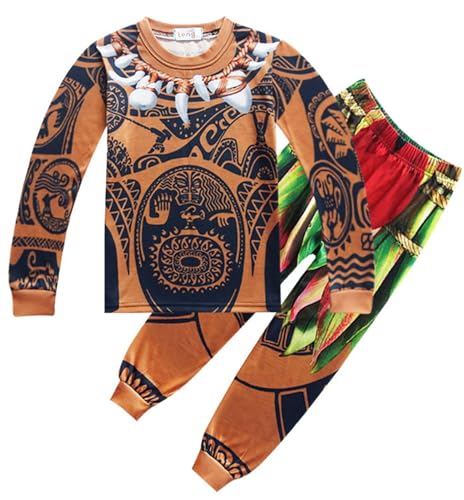 Windskids Jungen Maui Kostüm Fasching Cosplay Moanna Halbgott Maui Drucke Top und Hose Loungewear Pyjamas für Kinder Halloween Karneval Party Geburtstag Maskerade Performance Verkleidung, 3-10 Jahre Windskids Jungen Maui Kostüm Fasching Cosplay Moanna Halbgott Maui Drucke Top und Hose Loungewear Pyjamas für Kinder Halloween Karneval Party Geburtstag Maskerade Performance Verkleidung, 3-10 Jahre von Windskids