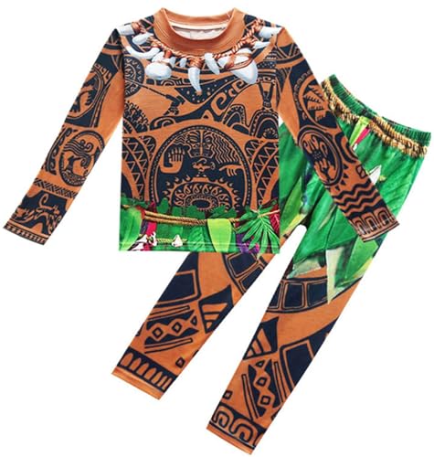 Windskids Jungen Maui Kostüm Fasching Cosplay Moanna Halbgott Maui Drucke Top und Hose Loungewear Pyjamas für Kinder Halloween Karneval Party Geburtstag Maskerade Performance Verkleidung, 3-10 Jahre Windskids Jungen Maui Kostüm Fasching Cosplay Moanna Halbgott Maui Drucke Top und Hose Loungewear Pyjamas für Kinder Halloween Karneval Party Geburtstag Maskerade Performance Verkleidung, 3-10 Jahre von Windskids