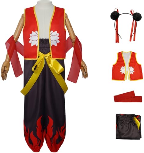 Windskids Kinder Nezha Kostüm Fasching Cosplay Mytho Ne Zha Uniform Top Hose Stirnband Red Armillary Sash Set 4 Stück für Halloween Karneval Party Geburtstag Maskerade Performance Verkleidung, Rot Windskids Kinder Nezha Kostüm Fasching Cosplay Mytho Ne Zha Uniform Top Hose Stirnband Red Armillary Sash Set 4 Stück für Halloween Karneval Party Geburtstag Maskerade Performance Verkleidung, Rot von Windskids