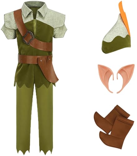 Windskids Kinder Peter-Pan Kostüm Jungen Fasching Peter-Pan Elfen Kleidung mit Hut Elfenohren Set 6 Stück für Halloween Weihnachten Karneval Party Geburtstag Performance Verkleidung, 3-12 Jahre Windskids Kinder Peter-Pan Kostüm Jungen Fasching Peter-Pan Elfen Kleidung mit Hut Elfenohren Set 6 Stück für Halloween Weihnachten Karneval Party Geburtstag Performance Verkleidung, 3-12 Jahre von Windskids
