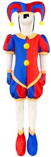 Windskids Kinder Pomni Kostüm Fasching Cosplay Game Zirku Clown Pomni Druck Jumpsuit mit Hut Handschuhe Schuhe Set für Unisex Fancy Dress Up Halloween Karneval Party Geburtstag Maskerade Verkleidung Windskids Kinder Pomni Kostüm Fasching Cosplay Game Zirku Clown Pomni Druck Jumpsuit mit Hut Handschuhe Schuhe Set für Unisex Fancy Dress Up Halloween Karneval Party Geburtstag Maskerade Verkleidung von Windskids