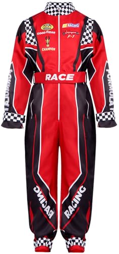 Windskids Kinder Rennfahrer Kostüm, Langarm Druck Geländewagen Karting Strandrad Rennanzüge Reitsportanzüge Jumpsuit Gürtel für Halloween Karneval Party Verkleidung von Windskids