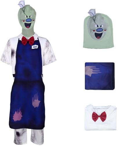 Windskids Kinder Rod Kostüm mit Maske Fasching Cosplay Game Eiscreme Freak Rod Drucke Jumpsuit und Schürze Set für Fancy Dress Up Halloween Karneval Party Maskerade Rollenspiel Verkleidung von Windskids