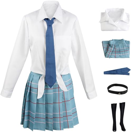 Windskids Kitagawa Marin Kostüm Damen Cosplay My Dress-Up Darling Anime Schuluniformen Top Rock Kragen Krawatte Socken Set für Fancy Dress Up Halloween Karneval Party Maskerade Performance Verkleidung von Windskids