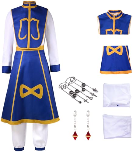 Windskids Kurapica Kostüm Herren Fasching Cosplay Anime Hunter × Hunter Kurapika Uniform Tunika Oberteil Hose Rock mit Armband Ohrringe für Halloween Karneval Party Maskerade Performance Verkleidung Windskids Kurapica Kostüm Herren Fasching Cosplay Anime Hunter × Hunter Kurapika Uniform Tunika Oberteil Hose Rock mit Armband Ohrringe für Halloween Karneval Party Maskerade Performance Verkleidung von Windskids