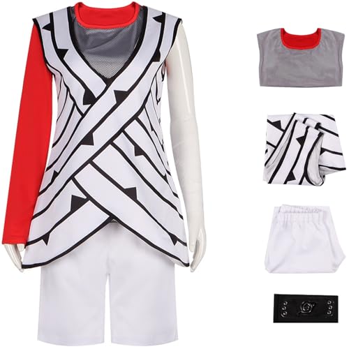Windskids Kurenai Kostüm Damen Cosplay Anime Ninja Yuuhi Kurenai Uniform Tunika Futter Hose Riemen Stirnband Set für Fancy Dress Up Halloween Karneval Party Maskerade Performance Verkleidung von Windskids