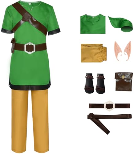 Windskids Link Kostüm mit Elfenohren Herren Cosplay Game Zelda Link Weltraumkrieger Komplett Uniform und Zubehör Anzug für Halloween Karneval Party Geburtstag Maskerade Anime Performance Verkleidung Windskids Link Kostüm mit Elfenohren Herren Cosplay Game Zelda Link Weltraumkrieger Komplett Uniform und Zubehör Anzug für Halloween Karneval Party Geburtstag Maskerade Anime Performance Verkleidung von Windskids