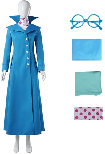 Windskids Lucy Kostüm Damen Cosplay AVL Agenten Lucy Jacke Trenchcoat und Halstuch Anzug 2 Stück für Halloween Karneval Geburtstag Party Maskerade Performance Verkleidung, Blau von Windskids