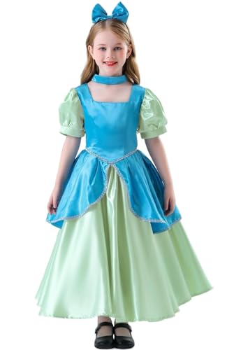 Windskids Mädchen Anastacia Kostüm Fasching Cosplay Aschenputtel Anastacia Vintage Abendkleid mit Haarband Kragen für Fancy Dress Up Halloween Weihnachten Karneval Party Geburtstag Verkleidung von Windskids