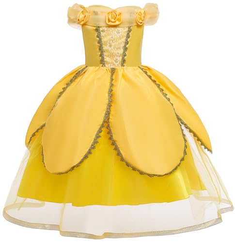 Windskids Mädchen Belle Kostüm Die Schöne und das Biest Prinzessin Belle Floral Fasching Festkleid mit Zubehör für Weihnachten Karneval Halloween Party Fest Geburtstag Verkleidung, Gelb, 3-12 Jahre Windskids Mädchen Belle Kostüm Die Schöne und das Biest Prinzessin Belle Floral Fasching Festkleid mit Zubehör für Weihnachten Karneval Halloween Party Fest Geburtstag Verkleidung, Gelb, 3-12 Jahre von Windskids