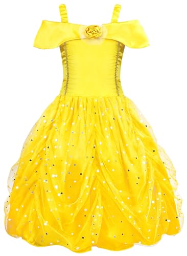Windskids Mädchen Belle Kostüm Fasching Cosplay Die Schöne und das Biest Prinzessin Belle Festkleid mit Zubehör für Weihnachten Karneval Halloween Party Geburtstag Verkleidung, Gelb, 2-12 Jahre Windskids Mädchen Belle Kostüm Fasching Cosplay Die Schöne und das Biest Prinzessin Belle Festkleid mit Zubehör für Weihnachten Karneval Halloween Party Geburtstag Verkleidung, Gelb, 2-12 Jahre von Windskids