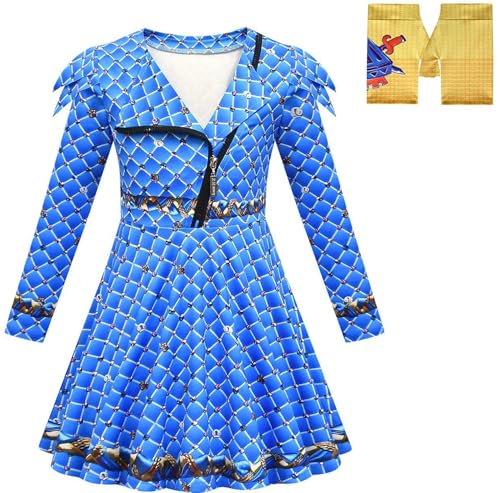 Windskids Mädchen Chloe Kostüm Fasching Cosplay Descendants Rise of Red Chloe Drucke Kleid und Hose Handschuhe für Kinder Halloween Karneval Party Geburtstag Maskerade Performance Verkleidung, Blau Windskids Mädchen Chloe Kostüm Fasching Cosplay Descendants Rise of Red Chloe Drucke Kleid und Hose Handschuhe für Kinder Halloween Karneval Party Geburtstag Maskerade Performance Verkleidung, Blau von Windskids