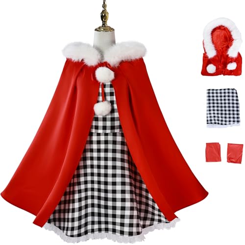 Windskids Mädchen Cindy Kostüm Cosplay Christmas Cindy Lou Who Fellkragen Kapuzenumhang und Kleid Socken Ohrringe Halskette Anzug für Kinder Weihnachten Karneval Party Verkleidung, Rot Windskids Mädchen Cindy Kostüm Cosplay Christmas Cindy Lou Who Fellkragen Kapuzenumhang und Kleid Socken Ohrringe Halskette Anzug für Kinder Weihnachten Karneval Party Verkleidung, Rot von Windskids