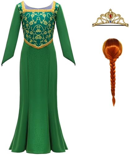 Windskids Mädchen Fiona Kostüm Fasching Cosplay Prinzessin Fiona Vintage Langarm Abendkleid mit Krone Perücke für Weihnachten Karneval Halloween Party Fest Geburtstag Verkleidung, Grün, 2-9 Jahre Windskids Mädchen Fiona Kostüm Fasching Cosplay Prinzessin Fiona Vintage Langarm Abendkleid mit Krone Perücke für Weihnachten Karneval Halloween Party Fest Geburtstag Verkleidung, Grün, 2-9 Jahre von Windskids