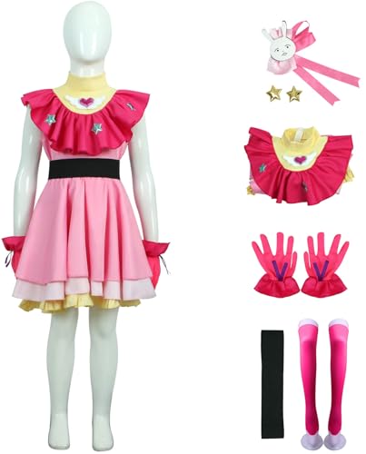 Windskids Mädchen Hoshino Ai Kostüm Fasching Cosplay Anime Oshi no ko Hoshino Ai Bühnenshow Uniform mit Zubehör für Fancy Dress Up Halloween Weihnachten Karneval Party Geburtstag Maskerade Verkleidung von Windskids