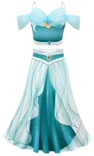 Windskids Mädchen Jasmine Kostüm Fasching Arabisch Prinzessin Jasmine Bauchtanz Outfit Oberteil und Rock Anzug 2 Stück für Kinder Halloween Weihnachten Karneval Party Geburtstag Maskerade Verkleidung Windskids Mädchen Jasmine Kostüm Fasching Arabisch Prinzessin Jasmine Bauchtanz Outfit Oberteil und Rock Anzug 2 Stück für Kinder Halloween Weihnachten Karneval Party Geburtstag Maskerade Verkleidung von Windskids